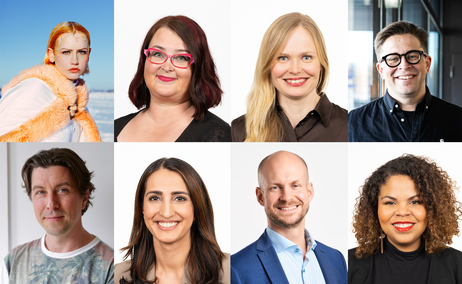 Vilma Jää, Pia Lohikoski, Hanna Kosonen, Samppa Rinne, Teemu Brunila, Nasima Razmyar, Ville Valkonen ja Fatim Diarra.